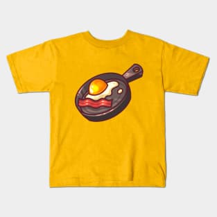 Cute Egg and Bacon Fry Pan Kids T-Shirt